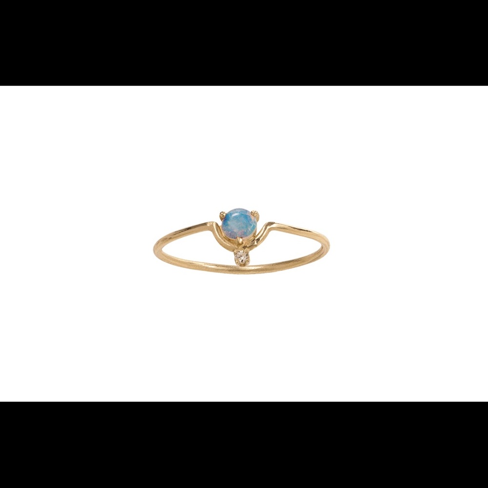 WWAKE nestled opal and diamond ring size 6 - Picture 2 of 2